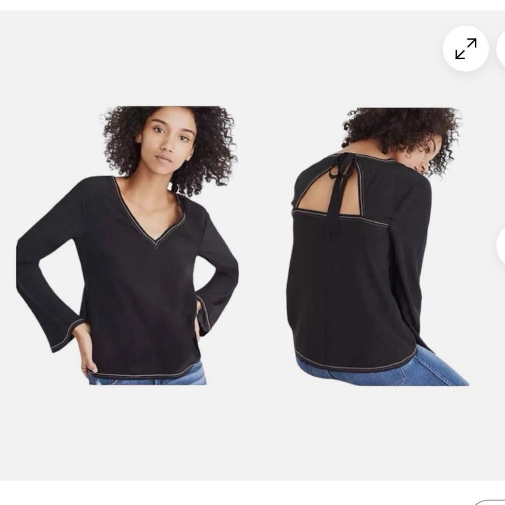 Madewell Silk Stitched Top Size Small with Tie Back Top